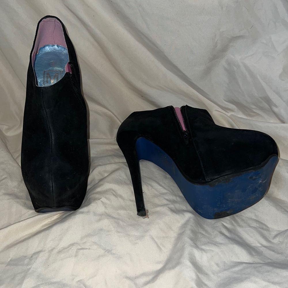 Black, platform ankle booties, lightly worn